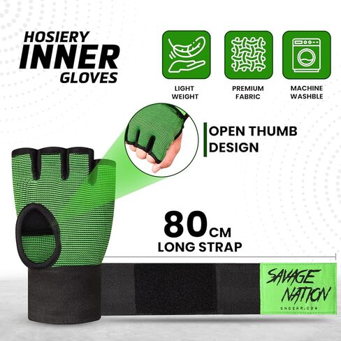 يلف اليد Besavage Boxing قفازات داخلية للرجال والنساء - قفازات MMA المبطنة بالهلام مع أحزمة معصم 80 سم - Muay Thai ، Kickboxing ، اللكم ، التفاف التدريب تحت قفازات الملاكمة in Kuwait