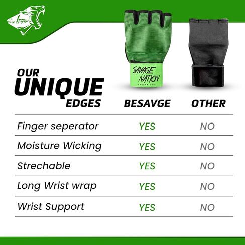 يلف اليد Besavage Boxing قفازات داخلية للرجال والنساء - قفازات MMA المبطنة بالهلام مع أحزمة معصم 80 سم - Muay Thai ، Kickboxing ، اللكم ، التفاف التدريب تحت قفازات الملاكمة in Kuwait