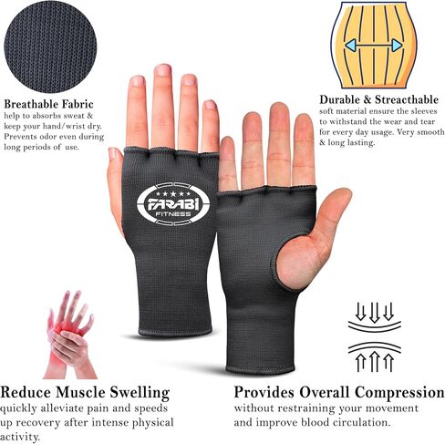 Farabi Sports Boxing Hand Wraps Half Finger Elasticated Inner Gloves for Punching Boxing Bandages Ideal for MMA, Muay Thai, Training, Combat Sports, Kickboxing and Martial Arts in Kuwait