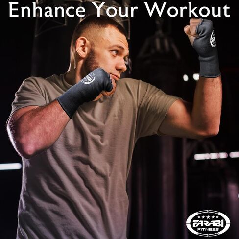 Farabi Sports Boxing Hand Wraps Half Finger Elasticated Inner Gloves for Punching Boxing Bandages Ideal for MMA, Muay Thai, Training, Combat Sports, Kickboxing and Martial Arts in Kuwait