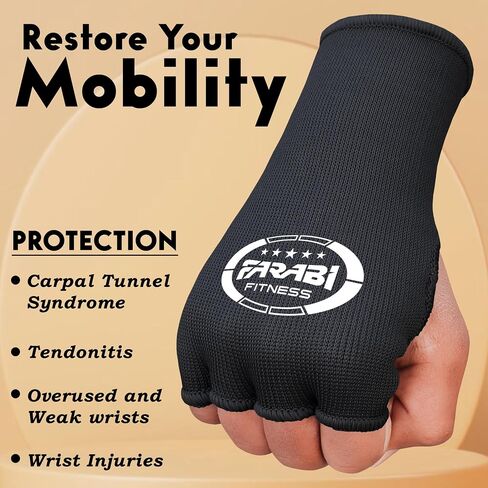 Farabi Sports Boxing Hand Wraps Half Finger Elasticated Inner Gloves for Punching Boxing Bandages Ideal for MMA, Muay Thai, Training, Combat Sports, Kickboxing and Martial Arts in Kuwait