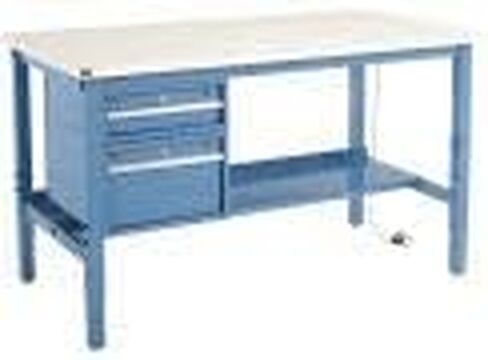 Workbench الصناعي العالمي 72 "W × 30" د ، 1-1/4 "ESD سميكة الحافة المربعة مع الأدراج والرف ، الأزرق in Saudi Arabia