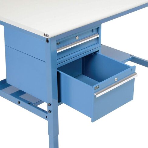 Global Industrial 48 "W X 30" D Workbench ، 1-1/4 "ESD Safety Edge مع الأدراج والرف والأزرق in Saudi Arabia