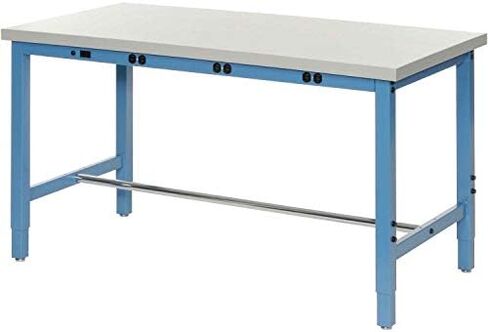Global Industrial 72 "W × 36" D طاولة عمل قابلة للتعديل ، ساحة الطاقة ، 1-1/4 "ESD سميكة ESD الحافة المربعة ، الأزرق in Saudi Arabia