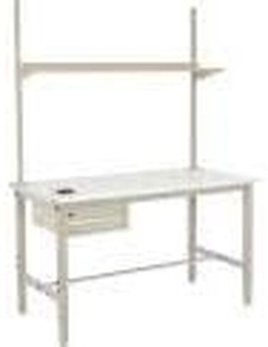 Global Industrial 60 "W X 30" D Workbench ، 1-5/8 "ESD Safety Edge مع درج ، مستقيم و رف ، تان in Saudi Arabia
