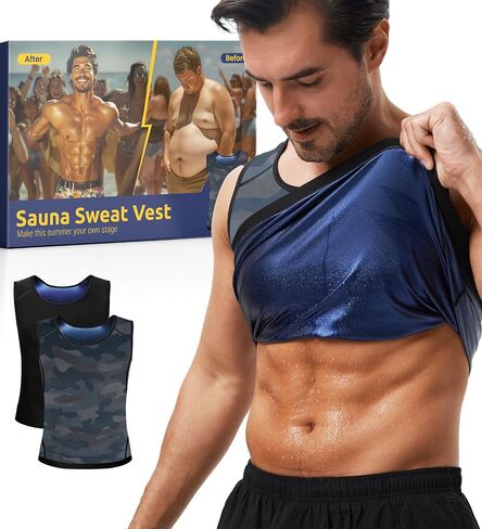 Sweat Vest for Men - Sauna Tank Top for Men Weight Loss, Compression Waist Trainer, Men's Sauna Vest for Gym Workout in Saudi Arabia