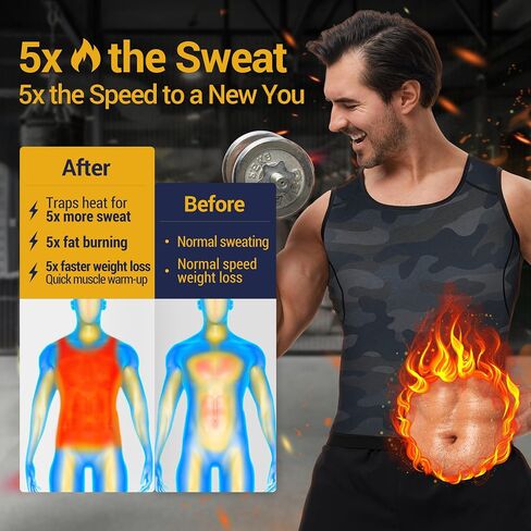 Sweat Vest for Men - Sauna Tank Top for Men Weight Loss, Compression Waist Trainer, Men's Sauna Vest for Gym Workout in Saudi Arabia