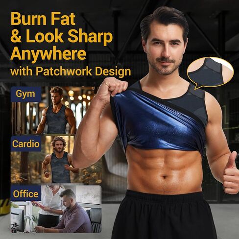 Sweat Vest for Men - Sauna Tank Top for Men Weight Loss, Compression Waist Trainer, Men's Sauna Vest for Gym Workout in Saudi Arabia