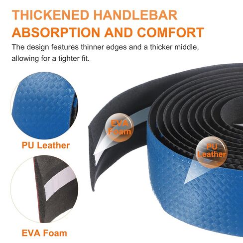 Harfington Bike Handlebar Tape Pu Eva شريط دراجة ناعم مع ظهور لاصق وقابس نهاية لركوب الدراجات على الطريق تعزيز قبضة الدراجة ، أسود/أبيض in Saudi Arabia