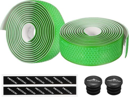 PATIKIL PU EVA Bike Handlebar Tape, 1 Pair Bicycle Bar Tape Ergonomic Comfort One Size with End Plugs & Adhesive Backs for Road Cycling Folding, Green in Saudi Arabia