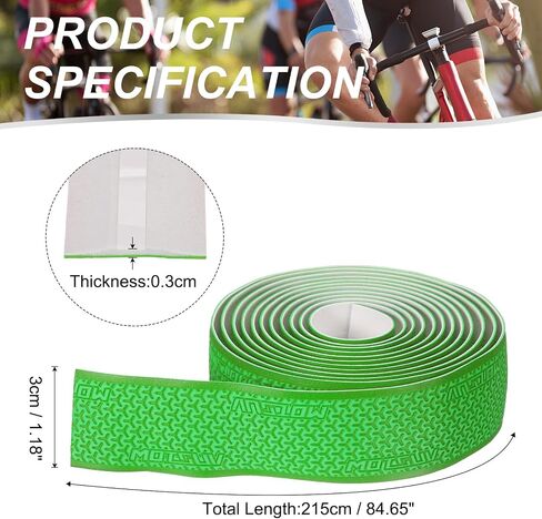 PATIKIL PU EVA Bike Handlebar Tape, 1 Pair Bicycle Bar Tape Ergonomic Comfort One Size with End Plugs & Adhesive Backs for Road Cycling Folding, Green in Saudi Arabia