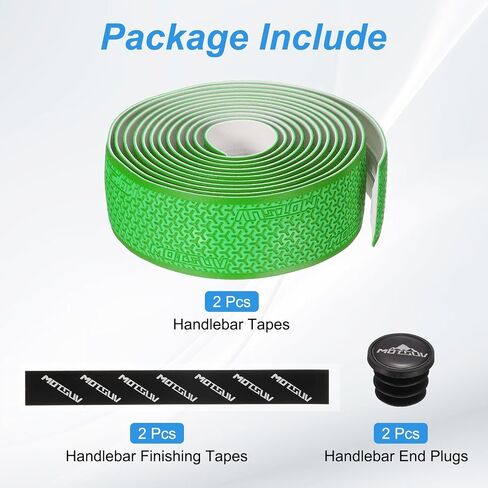 PATIKIL PU EVA Bike Handlebar Tape, 1 Pair Bicycle Bar Tape Ergonomic Comfort One Size with End Plugs & Adhesive Backs for Road Cycling Folding, Green in Saudi Arabia