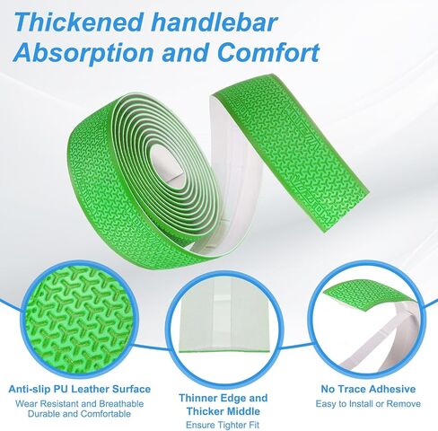 PATIKIL PU EVA Bike Handlebar Tape, 1 Pair Bicycle Bar Tape Ergonomic Comfort One Size with End Plugs & Adhesive Backs for Road Cycling Folding, Green in Saudi Arabia