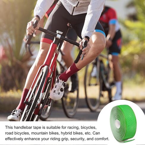 PATIKIL PU EVA Bike Handlebar Tape, 1 Pair Bicycle Bar Tape Ergonomic Comfort One Size with End Plugs & Adhesive Backs for Road Cycling Folding, Green in Saudi Arabia
