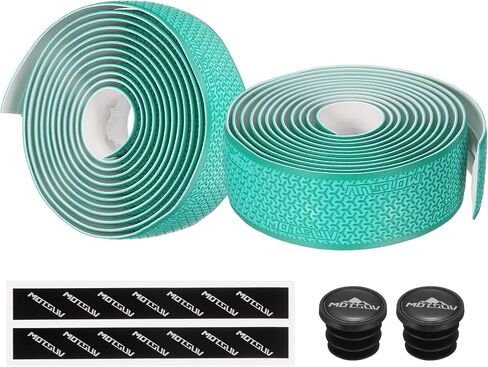 PATIKIL PU EVA Bike Handlebar Tape, 1 Pair Bicycle Bar Tape Ergonomic Comfort One Size with End Plugs & Adhesive Backs for Road Cycling Folding, Green in Saudi Arabia