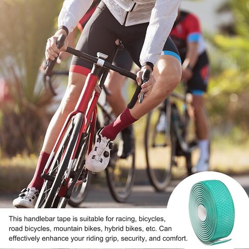 PATIKIL PU EVA Bike Handlebar Tape, 1 Pair Bicycle Bar Tape Ergonomic Comfort One Size with End Plugs & Adhesive Backs for Road Cycling Folding, Green in Saudi Arabia