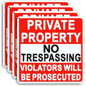 4 حزمة كبيرة لا توجد علامات على ممتلكات ممتلكات خاصة ، 9.5 بوصة × 9.5 بوصة علامة معدنية خاصة ، الألومنيوم المقاوم للصدأ ، مع مادة عاكسة ، متينة ، مقاومة للطقس ، سهلة التثبيت in Kuwait