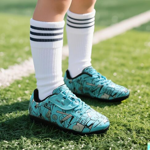 DREAM PAIRS Boys Girls Indoor Turf Soccer Cleats Lace Up Athletic Youth Futsal Football Casual Shoes for Little/Big Kid in Saudi Arabia