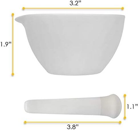 EISCO 20PK Porcelain Mortar & Pestle Sets, 2oz (60mL) - Unglazed Grinding Surface Excellent for Kitchen or Laboratory Grinds Powdered Chemicals, Herbs Spices Pill Crusher White- Eisco Labs in Saudi Arabia