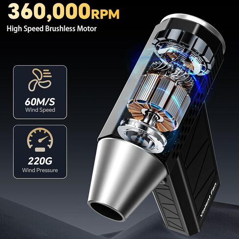 Duster Air Electric ، 210000 دورة في الدقيقة ، منفاخ هواء مستودع قوي ، 4 -gear قابل للتعديل للوحة مفاتيح التنظيف العميقة ، الكمبيوتر الشخصي ، السيارة ، المنزل والخارجية - يحل محل علب الهواء المضغوطة in Kuwait