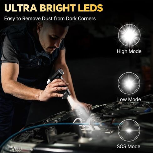 Duster Air Electric ، 210000 دورة في الدقيقة ، منفاخ هواء مستودع قوي ، 4 -gear قابل للتعديل للوحة مفاتيح التنظيف العميقة ، الكمبيوتر الشخصي ، السيارة ، المنزل والخارجية - يحل محل علب الهواء المضغوطة in Kuwait