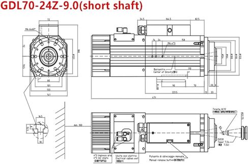 Automatic spindle 9kw ISO30 air-cooled 220v/380v with VFD inverter(220V 24000rpm,Long shaft 9KW VFD) in Kuwait