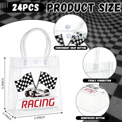 Sweetude 24 Pcs Hero Party Favor Bags with Handles Hero Theme Clear Candy PVC Plastic Bags Boom Theme Goodie Holder for Party Supplies Birthday Treat 5.9x6.3x2.8 Inches in Saudi Arabia