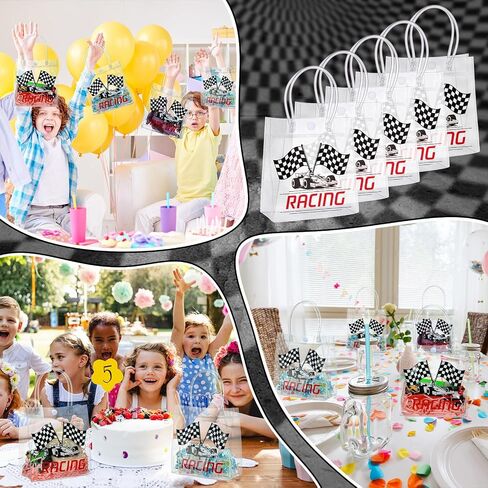 Sweetude 24 Pcs Hero Party Favor Bags with Handles Hero Theme Clear Candy PVC Plastic Bags Boom Theme Goodie Holder for Party Supplies Birthday Treat 5.9x6.3x2.8 Inches in Saudi Arabia