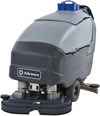 TTS Products Advance SC750 28C 56112374 28" Cordless Walk Behind Cylindrical Floor Scrubber with 310 Ah Wet Batteries and Onboard Charger - 21 Gallon, 24V, 840 RPM in Saudi Arabia