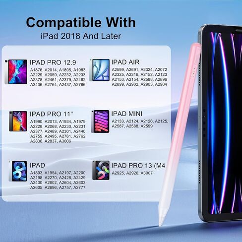 القلم القلم لـ iPad Pencil 6-11th Generation (2018-2025)-2x شحن سريع قلم رصاص متوافق مع Apple Pencil Pro 11 "/12.9"/M4 ، الهواء 3/4/5/M2/M3 ، MINI 5/6 in Saudi Arabia