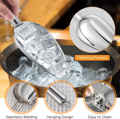 Zhehao 8 PCS Metal Ice Scoop 6 Oz من الفولاذ المقاوم للصدأ من الفولاذ المقاوم للصدأ من أجل صانع الجليد المطبخ المطبخ حفلة زفاف صغيرة لحيوانات الحيوانات الأليفة حلوى الغذاء حلوى الشاطئ (الفضة) in Kuwait