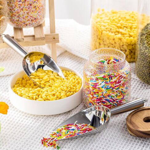 Zhehao 8 PCS Metal Ice Scoop 6 Oz من الفولاذ المقاوم للصدأ من الفولاذ المقاوم للصدأ من أجل صانع الجليد المطبخ المطبخ حفلة زفاف صغيرة لحيوانات الحيوانات الأليفة حلوى الغذاء حلوى الشاطئ (الفضة) in Kuwait