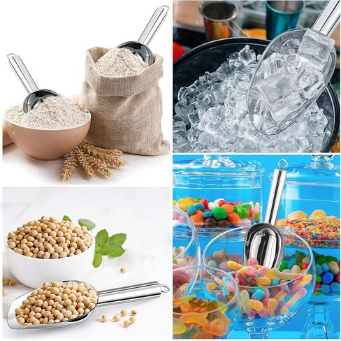 Zhehao 8 PCS Metal Ice Scoop 6 Oz من الفولاذ المقاوم للصدأ من الفولاذ المقاوم للصدأ من أجل صانع الجليد المطبخ المطبخ حفلة زفاف صغيرة لحيوانات الحيوانات الأليفة حلوى الغذاء حلوى الشاطئ (الفضة) in Kuwait