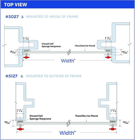 2 in 1 Bundle - Inside Mount Door Flood Barrier Shield (5027MA) + Door Flood Barrier Threshold (319MA), Size:(36'' x 40'') in Kuwait