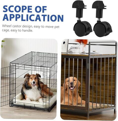 POPETPOP 8 Pcs Universal Replacement Stem Caster Wheels for Pet Cage, Black Silent Stemless Caster with Locking Feature, Durable Cat Cage Casters Replacement for Smooth Mobility in Saudi Arabia