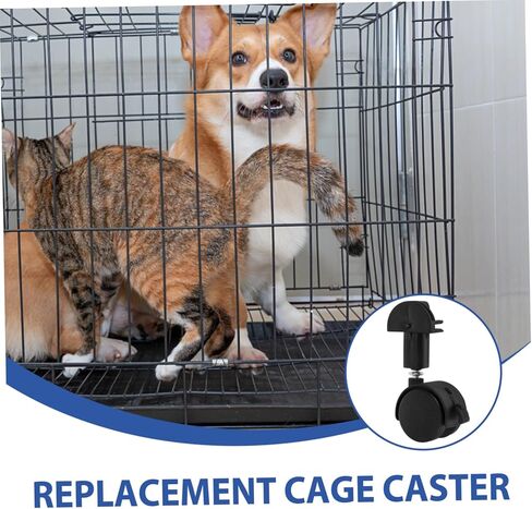 POPETPOP 8 Pcs Universal Replacement Stem Caster Wheels for Pet Cage, Black Silent Stemless Caster with Locking Feature, Durable Cat Cage Casters Replacement for Smooth Mobility in Saudi Arabia