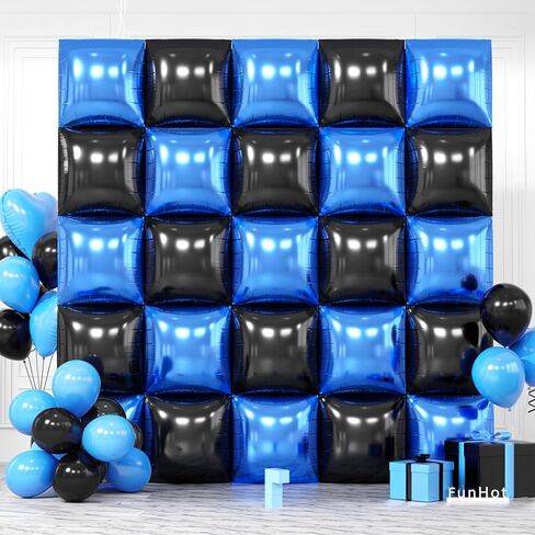 Pearl Blue and White Square Foil Balloon Wall,19 Inches Double Sided Chrome Square Balloons Tunnel Arch Kit for Birthday,Bachelorette,Anniversary,Baby Shower Party Decorations in Saudi Arabia