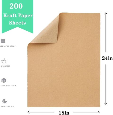 20"x 30" Kraft Paper Sheets Bulk Brown Paper Large Craft Paper for Arts, Drawing, DIY Projects, Brown Wrapping for Gift Shipping Packaging 200 Sheets in Saudi Arabia