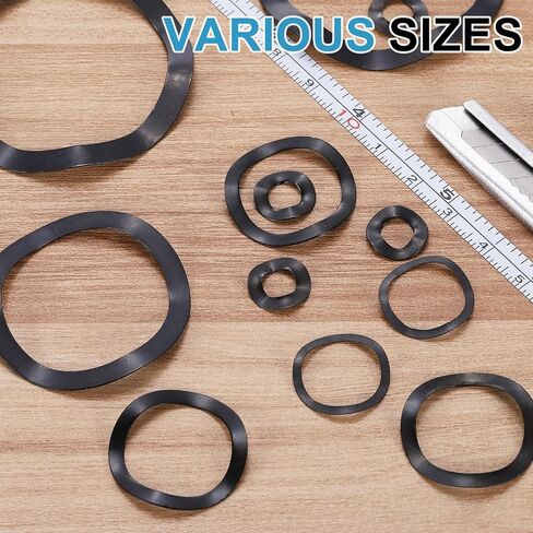 uxcell Wave Spring Washer, 100Pcs 0.98"x0.75"x0.02" (ODxIDxT) - Iron Curved Washer for Screw Bolt, Wave Washers Gaskets for Machinery (Black) in Saudi Arabia