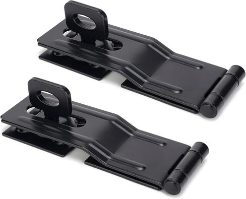 4-1/2 "HASPS SEDIVE SAPELE Safety ، Gate Door HASP Latches Safety Packlock Clasp مع مقبض تويست للسياج ، بوابة ، خزانة ، أسود ، 2 عبوة in Kuwait