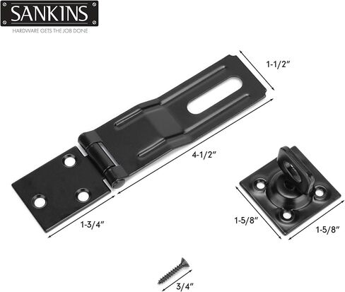 4-1/2 "HASPS SEDIVE SAPELE Safety ، Gate Door HASP Latches Safety Packlock Clasp مع مقبض تويست للسياج ، بوابة ، خزانة ، أسود ، 2 عبوة in Kuwait