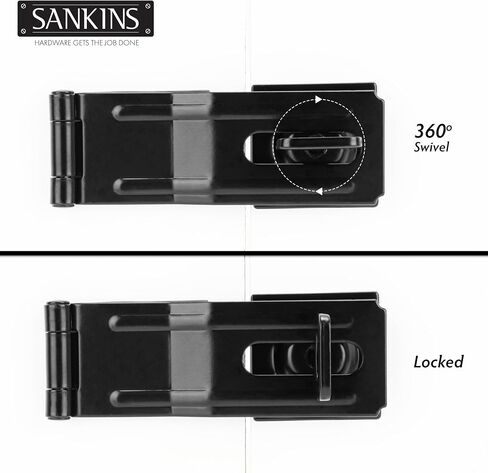 4-1/2 "HASPS SEDIVE SAPELE Safety ، Gate Door HASP Latches Safety Packlock Clasp مع مقبض تويست للسياج ، بوابة ، خزانة ، أسود ، 2 عبوة in Kuwait
