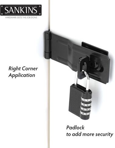 4-1/2 "HASPS SEDIVE SAPELE Safety ، Gate Door HASP Latches Safety Packlock Clasp مع مقبض تويست للسياج ، بوابة ، خزانة ، أسود ، 2 عبوة in Kuwait