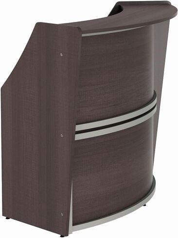Linea Italia Curved Modern Office Desk Easy to Assembly 2 Panel Reception Counter for Lobby, Salon, 124" x 49", Walnut in Saudi Arabia