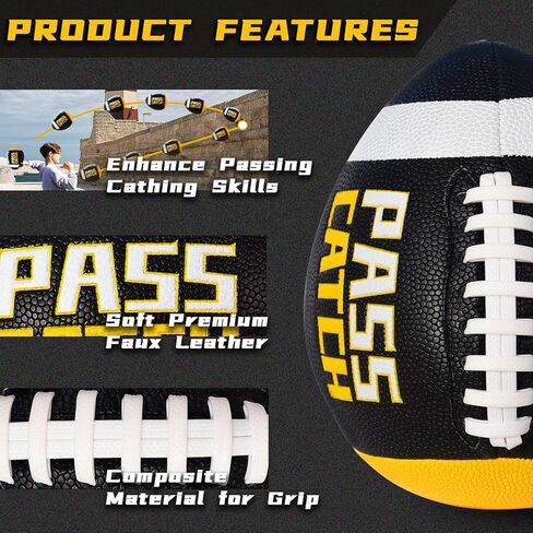 PassCatch Training Football, Fatherless Bounce Back Football Training Equipment Composite Leather Improving Enhance Solo Passing Catching Skills Youth Size(Ages 5-14,Deflated) in Kuwait