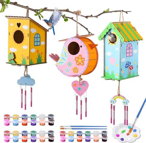Paint Your Own BirdHouses, Wooden Painting Crafts Kits for Kids, Wooden Woodpecker Doorbell & DIY Bird House for Outside, Arts and Crafts for Kids Ages 8-12, Gifts for 8-12 Year Old Girls Boys in Saudi Arabia