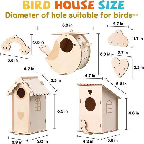 Paint Your Own BirdHouses, Wooden Painting Crafts Kits for Kids, Wooden Woodpecker Doorbell & DIY Bird House for Outside, Arts and Crafts for Kids Ages 8-12, Gifts for 8-12 Year Old Girls Boys in Saudi Arabia