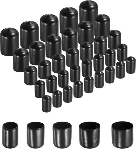 uxcell 100pcs Round Rubber End Caps Protective Caps 11mm 12mm 13mm 14mm 15mm Black Screw Thread Protectors in Kuwait