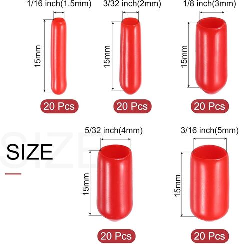 uxcell 100pcs Round Rubber End Caps Protective Caps 11mm 12mm 13mm 14mm 15mm Black Screw Thread Protectors in Kuwait