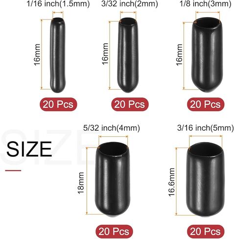 UXCELL 100PCS COPBER END CAPS CAPS الواقية 11 مم 12 مم 13 مم 14 مم 15 مم حماة خيط المسمار الأسود الأسود in Saudi Arabia